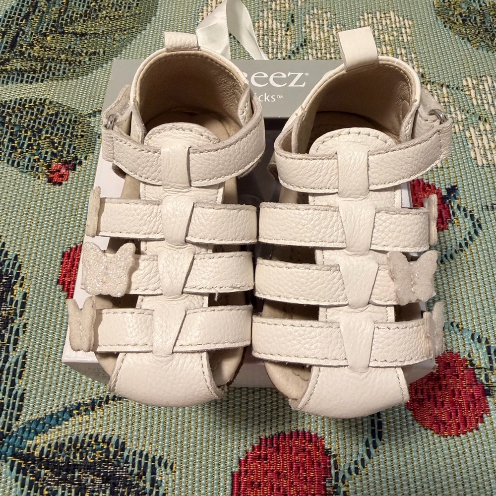 Robeez White Kids Sandals with Butterfly Detail